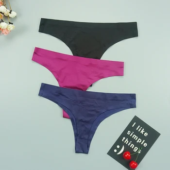 

Women's Thong Panties Sexy Seamless Underpants Tanga Low Rise Sports Female Underwear Ice Silk G String Intimate T-Panty