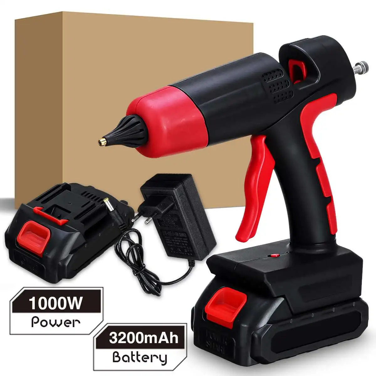 Cordless Rechargeable Hot Melt Glue Gun 1000W 21V For 11mm Glue Stick
