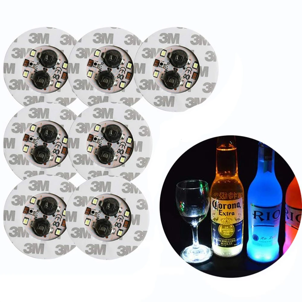 1Pcs Super Bright Mini Glow Coaster LED Bottle Light Stickers LED Drink Cup Mat Christmas Wedding Vase New Year Decoration Light