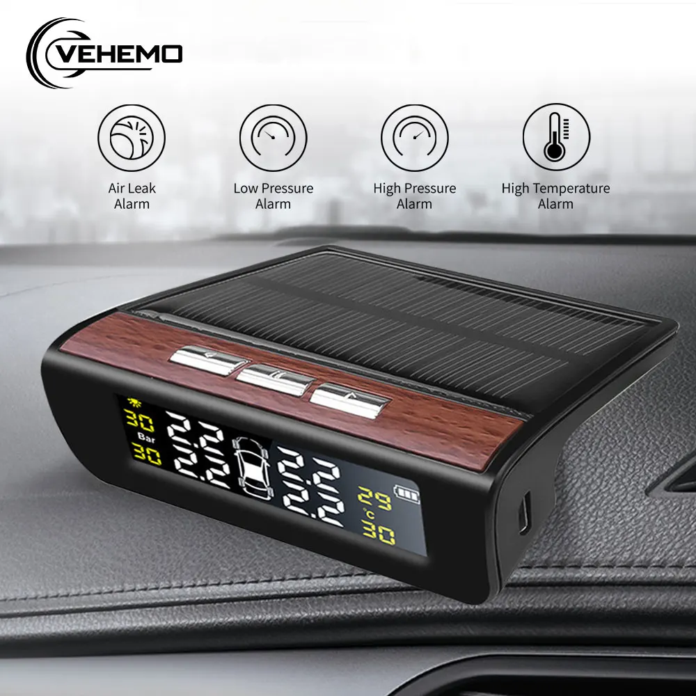Сигнализация давления в шинах, Автомобильный USB TPMS, 4 шт., датчик давления в шинах, мониторинг, автомобильные транспортные средства, солнечная энергия, ЖК-дисплей, цветной экран, лобовое стекло