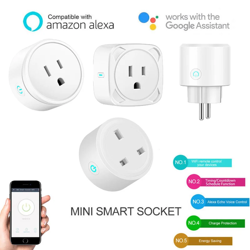 

Smart Home Plug Wireless WIFI Remote Control UK/US/EU Support Alexa Google Home Socket Timing Smart Socket Power PK Sonoff