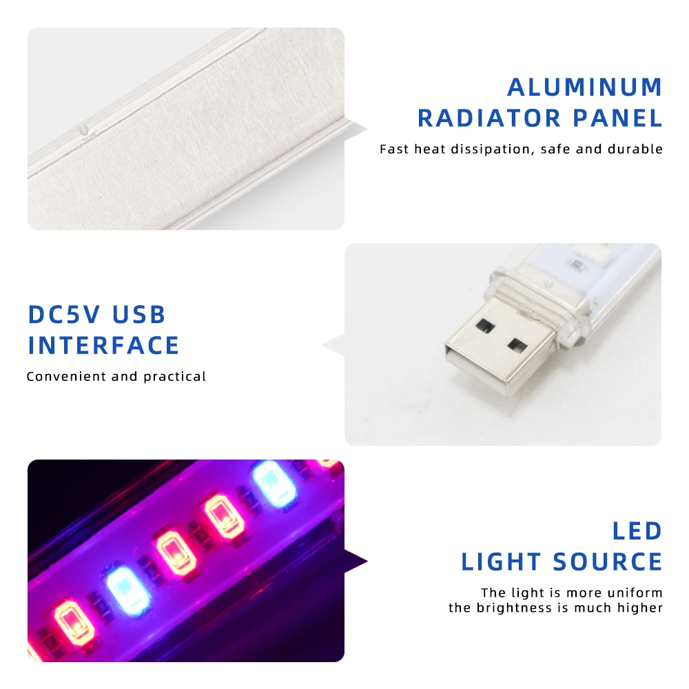 ZHMZH 21LEDs Plant Growth Lamp USB Portable LED Grow Light Full Spectrum Phyto LED Growing Lights Hydroponic DC5V