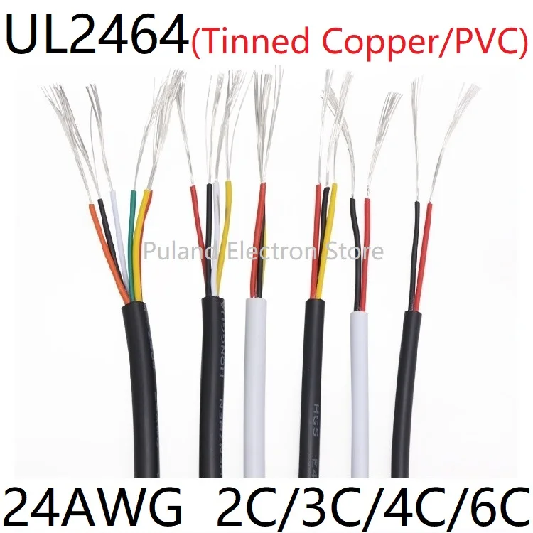 

UL2464 Signal Wire 24AWG 2 3 4 5 6 8 10 Core PVC Insulated Sheath Power Control Line Amplifier Audio Lamp Electric Copper Cable