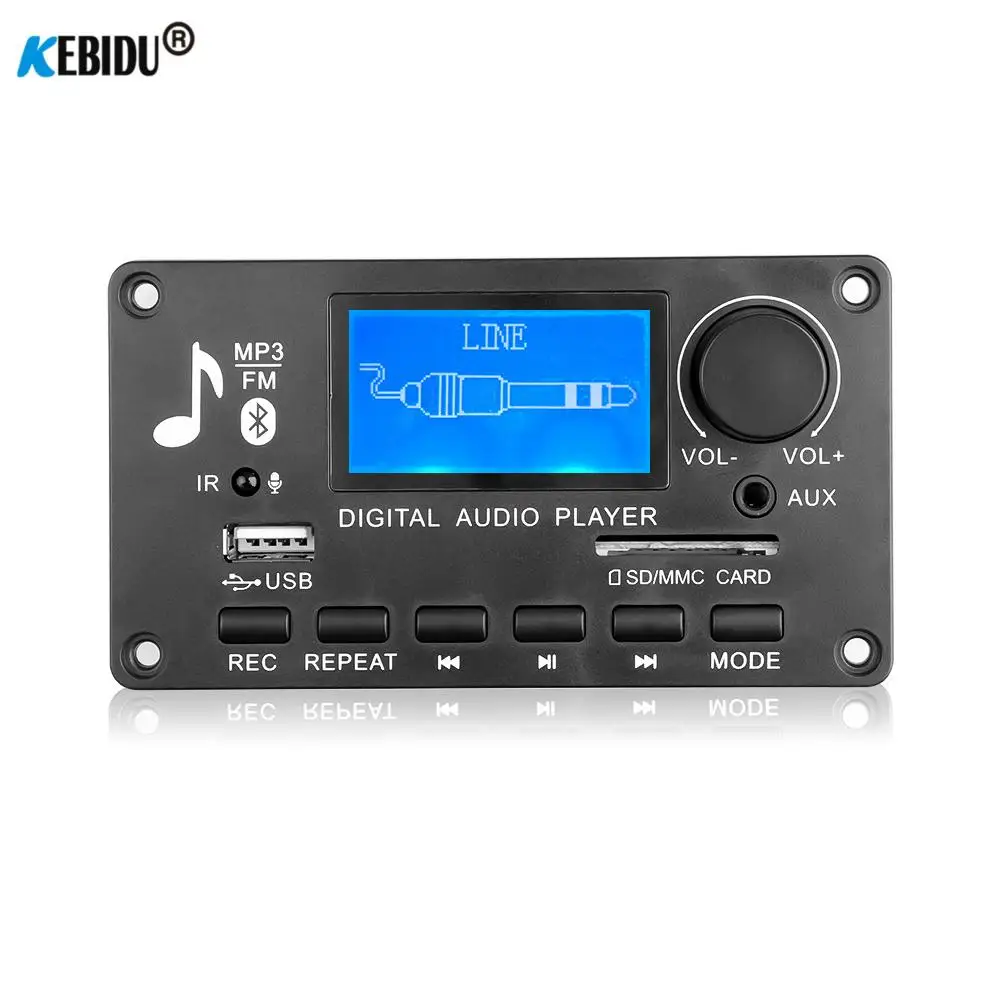 Kebidu LCD Bluetooth MP3 декодер плата 12В WAV WMA декодирование плеер аудио модуль Поддержка FM