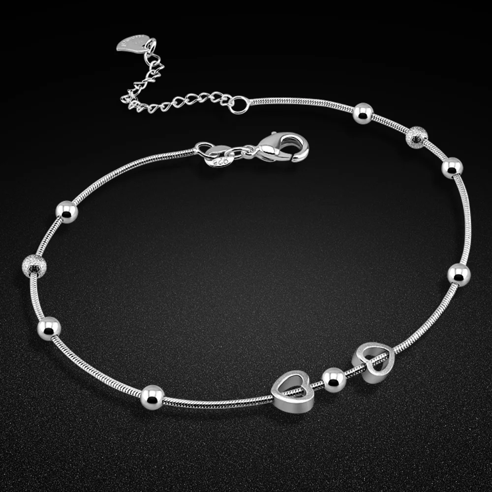 New Women's Silver Ankle Bracelet 925 Sterling Silver Anklet Minimalist Round Bead Silver Chain Summer Fashion Girl Jewelry New Women's Silver Ankle Bracelet 925 Sterling Silver Anklet Minimalist Round Bead Silver Chain Summer Fashion Girl Jewelry
