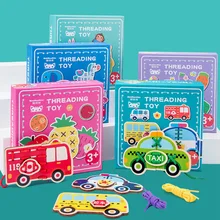 Jeu de perles de laçage en bois, dessin animé Fruit Animal, jouet éducatif pour enfant, cadeau Monterssori