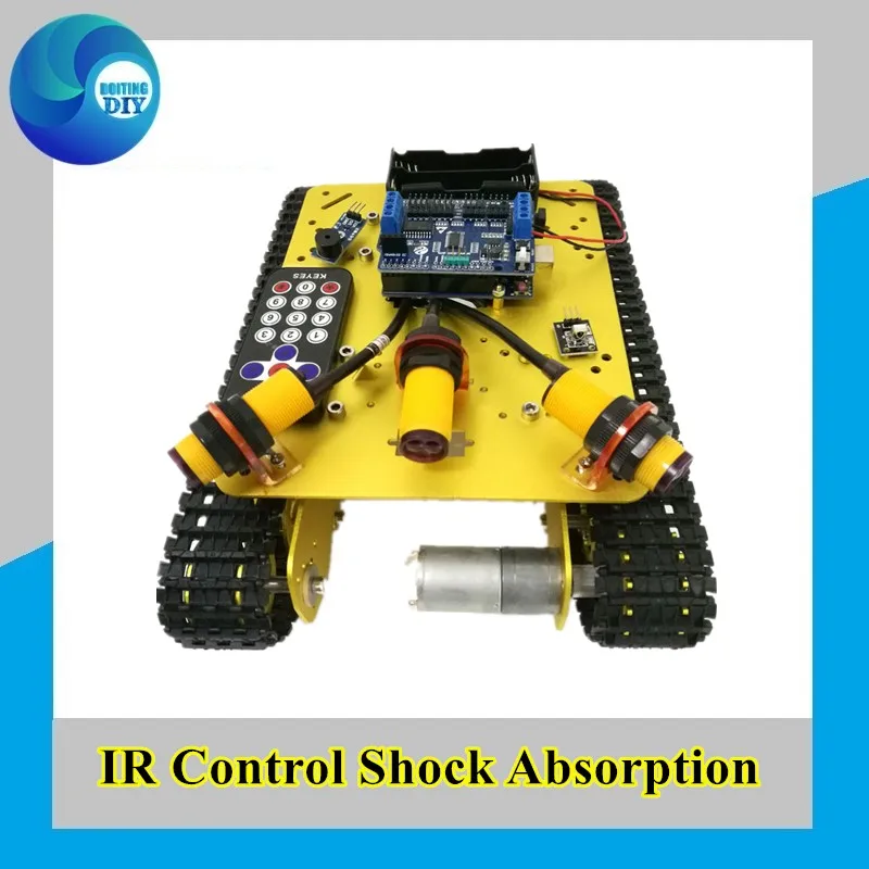 TS100 IR Control Shock Absorption Crawler Tracked Robot Tank Chassis with Obstacle Avoidance for Robot Education by Phone TS100 IR Control Shock Absorption Crawler Tracked Robot Tank Chassis with Obstacle Avoidance for Robot Education by Phone