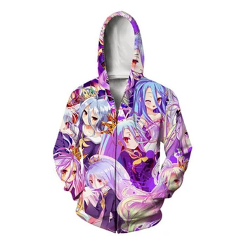 

No Game No Life Hoodie Purple Anime Hoodies 3d Sweatshirt Pullover Unisex Hipster Sportwear Tops