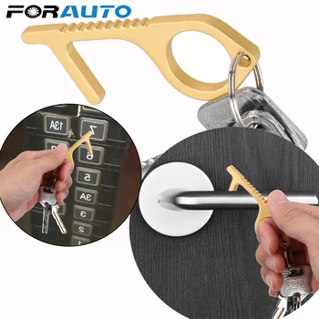 

Convenient Portable Alloy Press Elevator Tool Hygiene Hand Antimicrobial Brass EDC Door Opener Door Handle Key