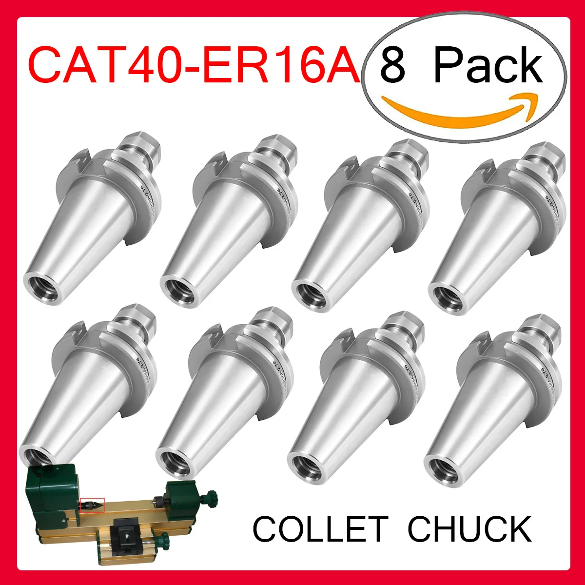 

8pcs/set CAT40-ER16 Spring Collet Chuck CNC Toolholder Milling Lathe Cutter CNC Arbor Chuck Holder Workholding Nuts