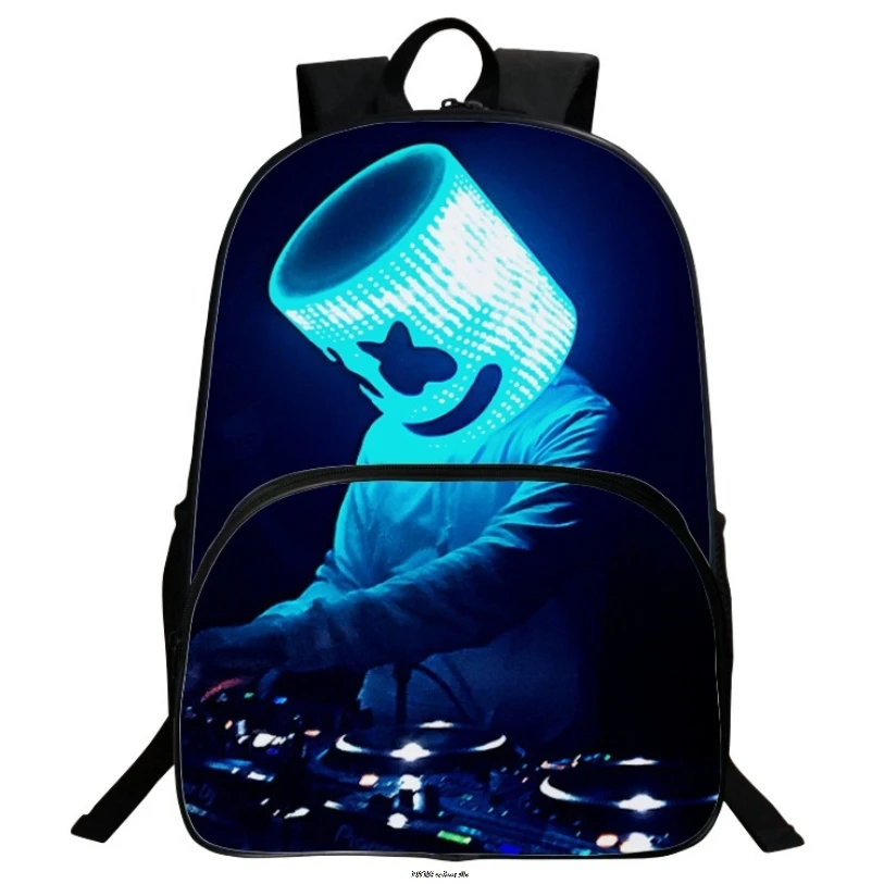 Hot Color Printing DJ Marshmello Backpack Student Schoolbag Youth Computer Bag 