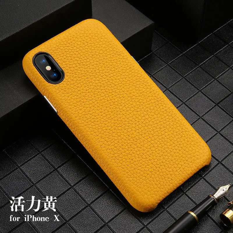 Чехол из натуральной кожи для iPhone 7 8 Plus X Xs Xr Xs Max, чехол из натуральной кожи с розничной упаковкой - Цвет: Оранжевый