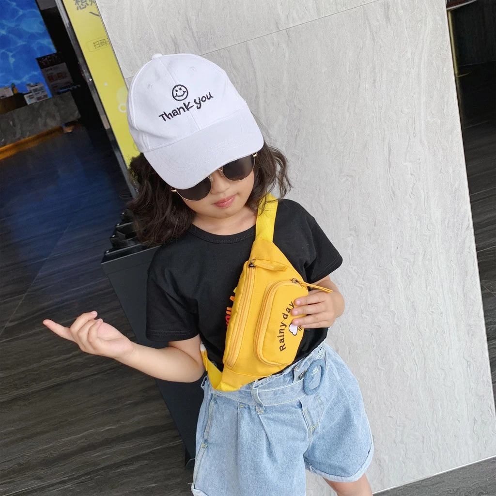 2019 Hot Sale Solid Color Child Joker Crossbody Waist Purse Cartoon Canvas Zipper Chest Bags Pocket Pocket Shoulder Bag 826