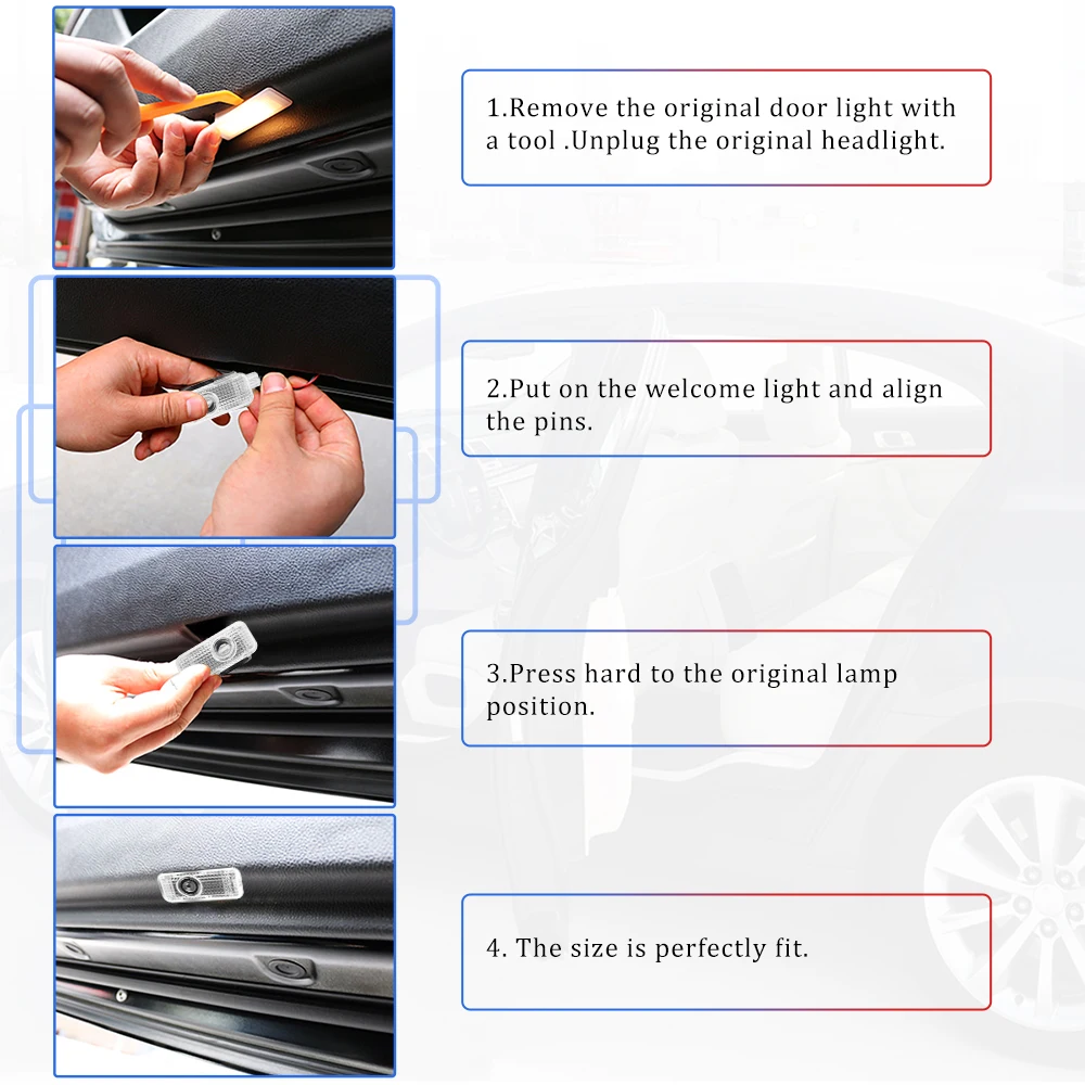 2 шт. светодиодный Двери Автомобиля светильник для AUDI A6 C6 A3 A1 A4 A5 A7 B6 B8 Q5 Q7 TT RS Audi Логотип светильник двери автомобиля Предупреждение светильник стайлинга автомобилей