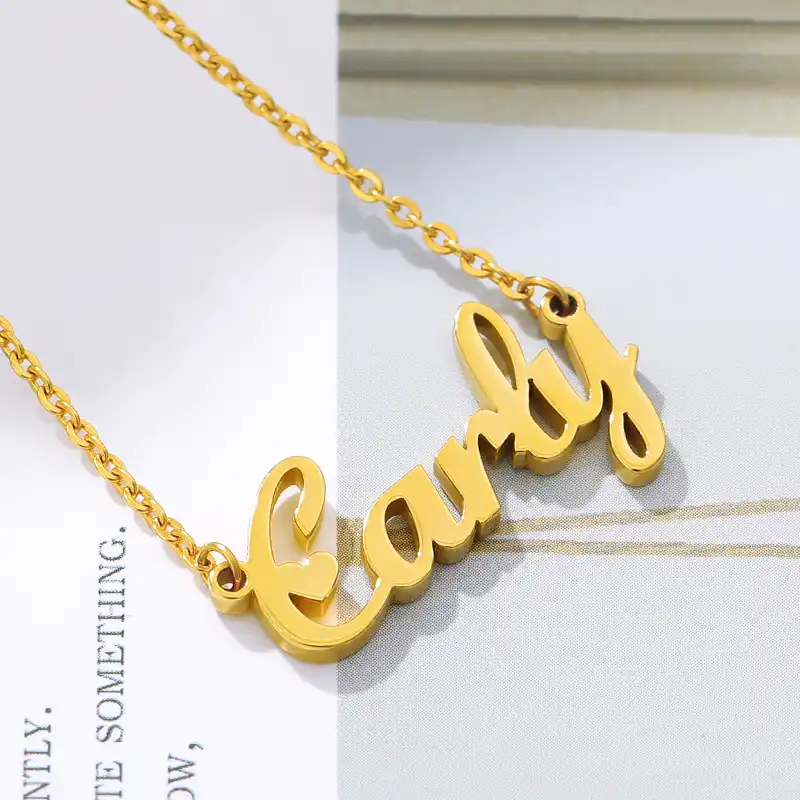 Custom Name Necklace Personalized Stainless Steel Gold Chain