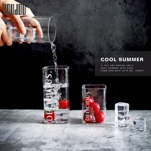 JOUDOO креативная прозрачная стеклянная чашка с буквенным принтом для десерта, завтрака, молока, чая, кофе, напитков, чашка для коктейля, термостойкая, перерабатываемая, 35