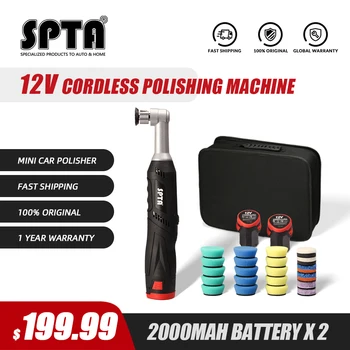 

SPTA 12V Mini Rotary Polisher & Dual Action Polisher Car Polisher Rechargeable Polisher with Polishing Pads Set, 2000mAh Battery