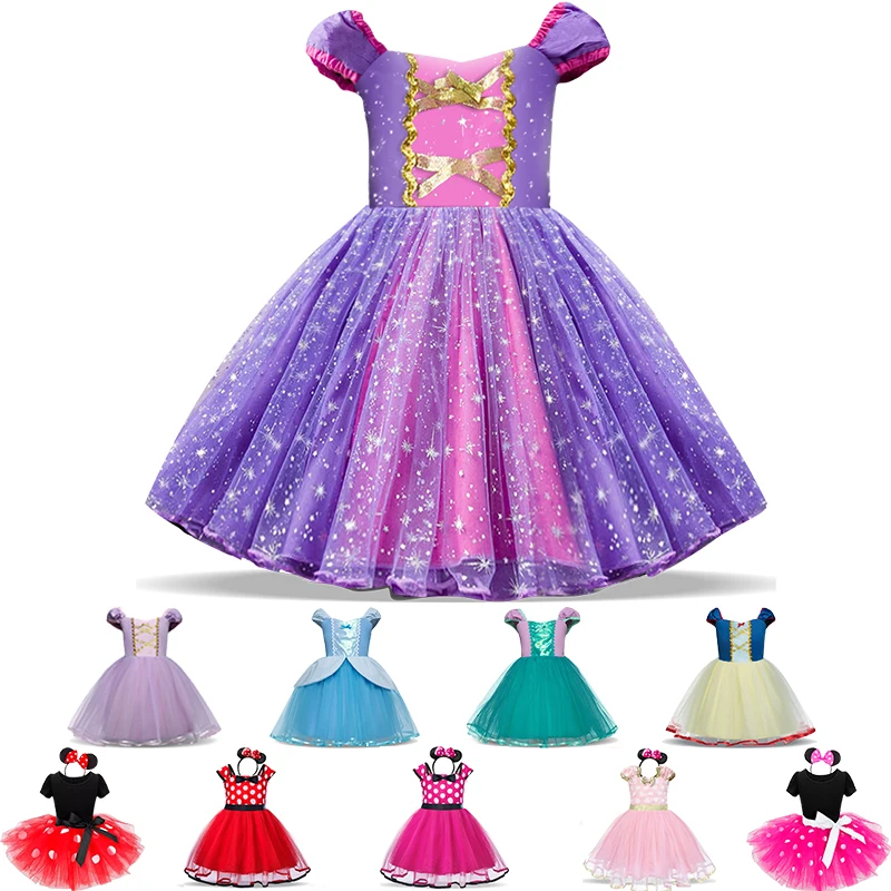 Fancy Princess Dress Sequin Kids Dresses for Girls Mini Mouse New Year Costume Christmas Clothing Baby Halloween | Детская одежда и
