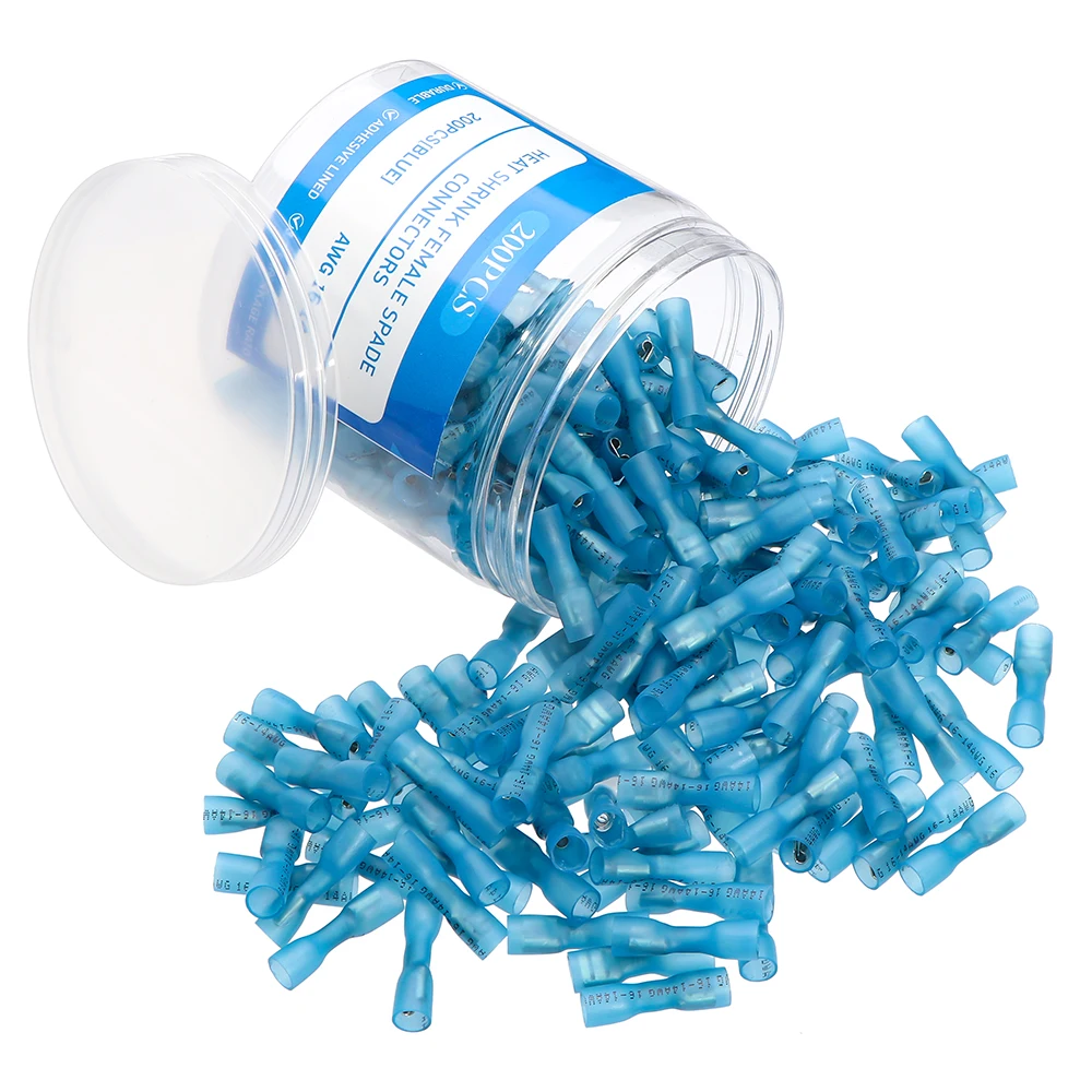

200pcs 16-14 AWG Heat Shrink Tube Female Connectors Electrical Wire Crimp Terminals Automotive Insulated Waterproof Butt Splice