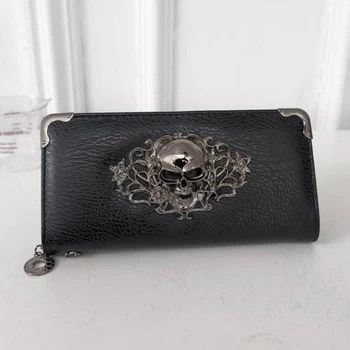 

New ghost head wallet European and American punk style zipper coin purse elephant pattern hand fashion wallet zipper bag