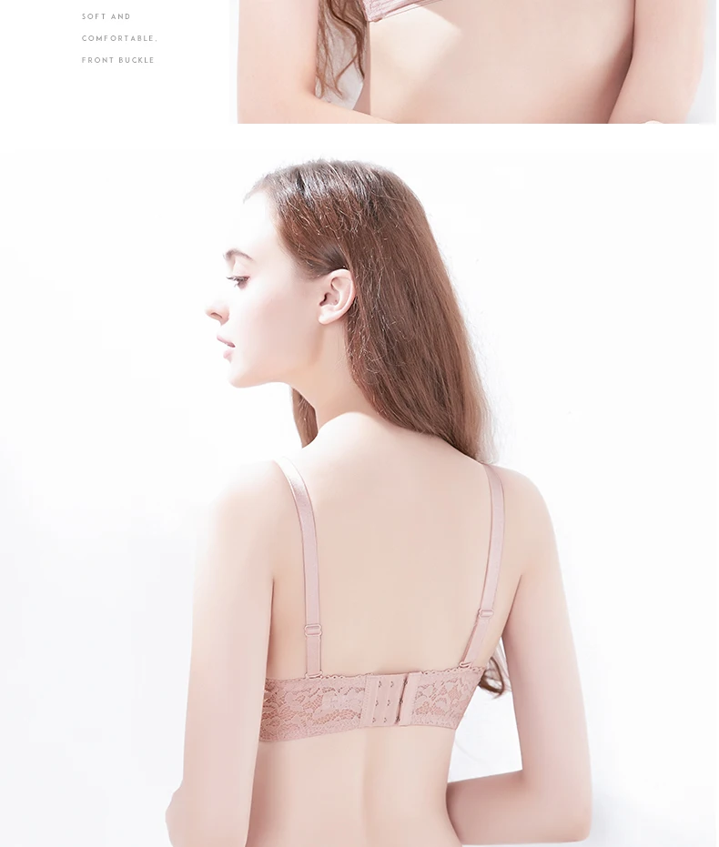 PAERLAN 5/8 Cup Small Chest Lace Bra Without Steel Ring Adjustment Sexy Fixed Shoulder Strap Underwear