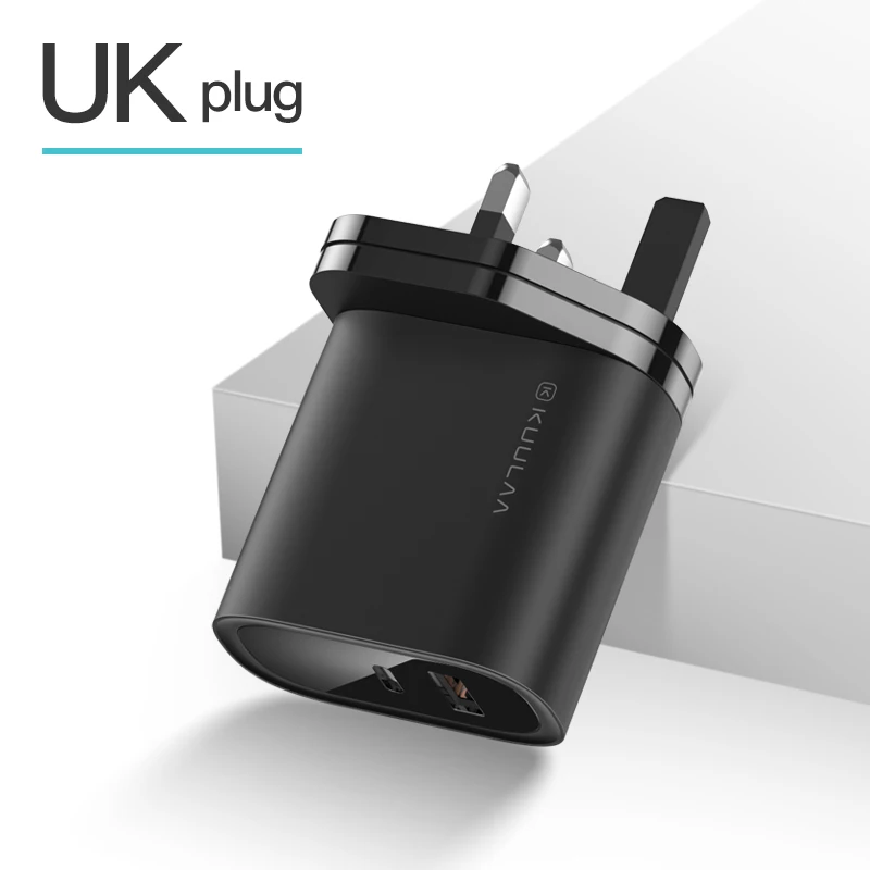 KUULAA Quick Charge 4,0 3,0 PD 3,0 36 Вт USB зарядное устройство быстрое зарядное устройство US EU переходник супер зарядное устройство для iPhone Xiaomi Mi huawei - Тип штекера: UK Black