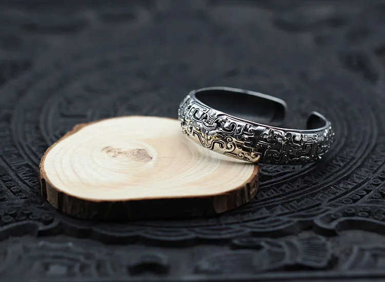 S925 sterling silver men's bracelet personalized classic retro jewelry domineering beast modeling gift to send lover Bangles