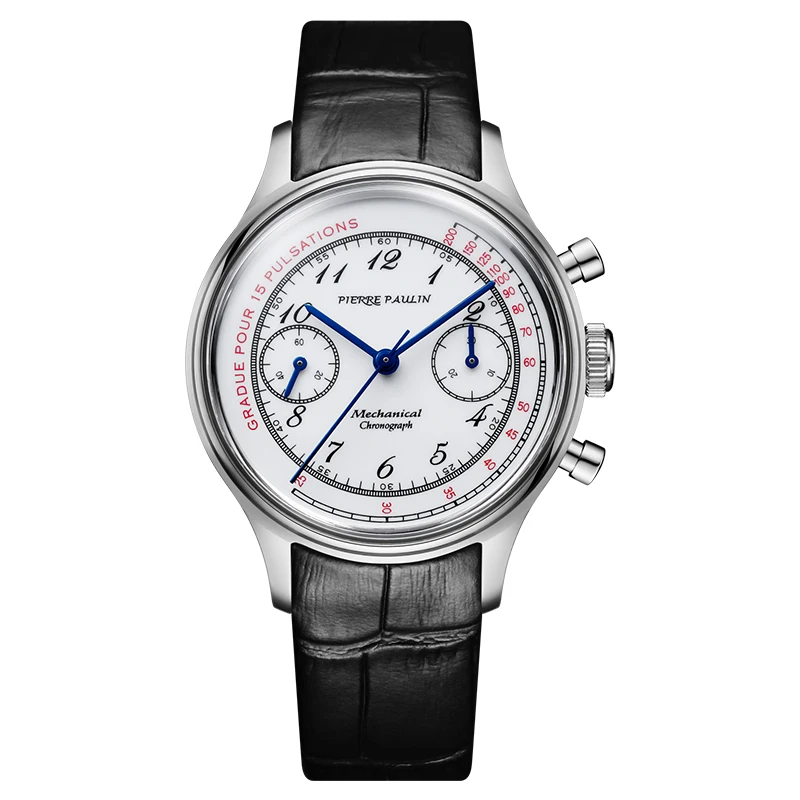 

Мужские часы-хронограф MERKUR, черные роскошные импульсные механические наручные часы с ветром, светящиеся на кожаном ремешке, водонепроницаемость 30 м, ST19, 2019