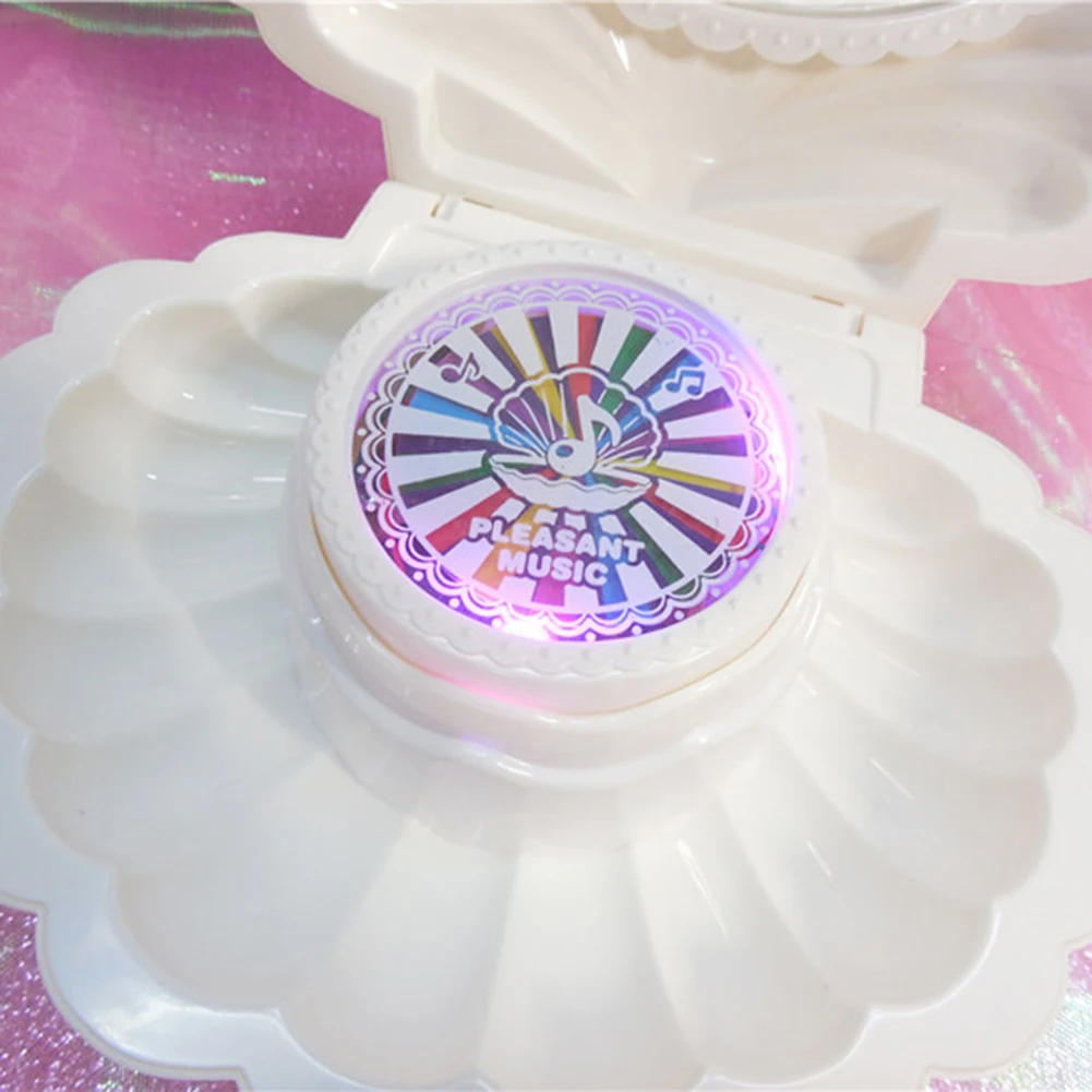 Shell Shaped Rotating Girl LED Flashing Music Box Musical Toy Kids Xmas Gift Kids Educational Toys for Children Gift