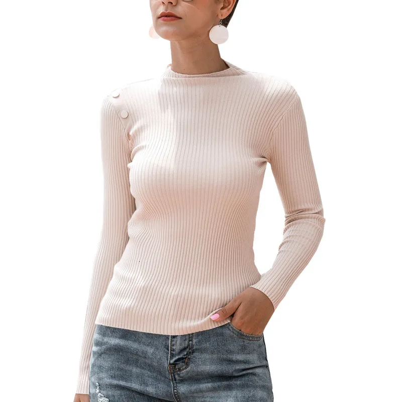 

New 2019 Casual Long Sleeve Ladies Sweaters Solid Color Pull Femme Hiver Spring Autumn Knitted Thin Shirt Sweater Women