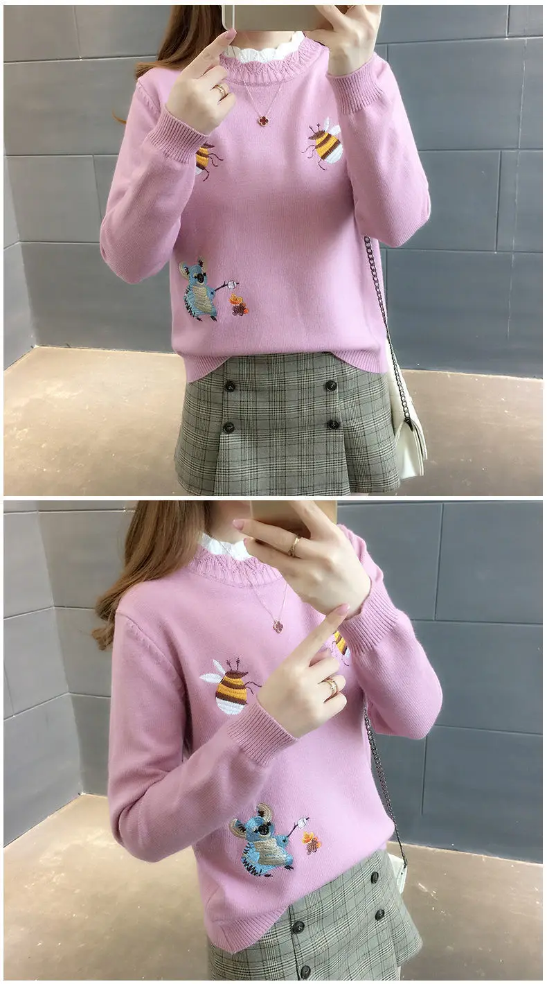 sweater for women Sweater Women's Autumn Winter Embroidered 2022 New Loose Korean Female Student Wear Pullover Sweater Women's Blouse cardigan