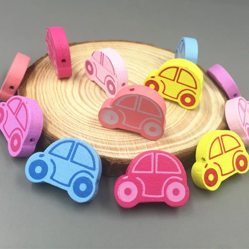 DIY 100 шт деревянная форма автомобиля свободные бусины ремесло бусы ожерелье сделать аксессуары 25 мм
