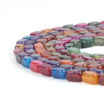 

Natural Gemstone Stone Blue Purple Green Dragon Vein Agates Geometric Dragon Pattern Scales Onyx Loose Beads for Jewelry Making