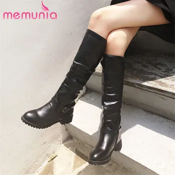 

MEMUNIA 2020 new arrival women knee high boots zipper round toe autumn winter long boots comfortable casual shoes woman