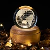 3D Crystal Ball Music Box The Moon Luminous Rotating Musical Box Ornament Led Light Universe Space Christmas Birthday Gifts 2