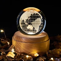 3D Crystal Ball Music Box The Moon Luminous Rotating Musical Box Ornament Led Light Universe Space Christmas Birthday Gifts 2