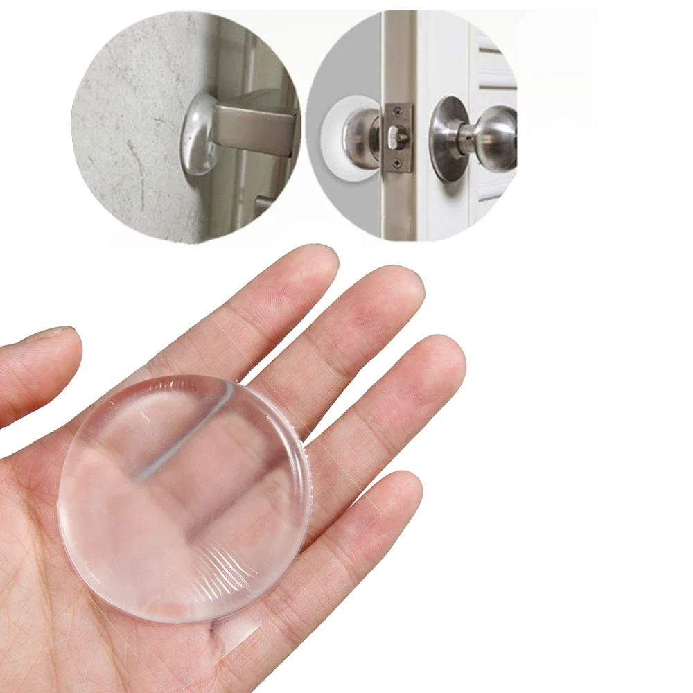 6pcs Transparent Wall Protector Door Handle Bumper Protective Plug Non
