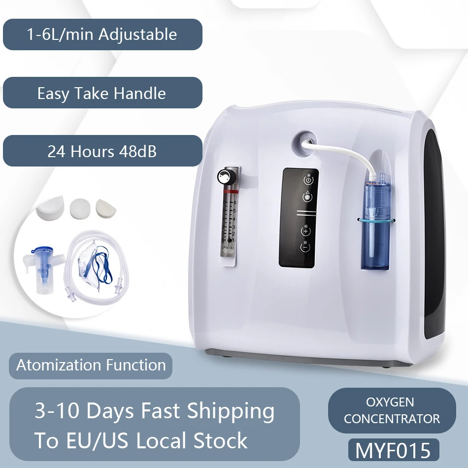 

AC 110V/220V Portable Oxygen Concentrator 1-6L/min Adjustable Oxygen Machine for Home and Travel Use Without Battery