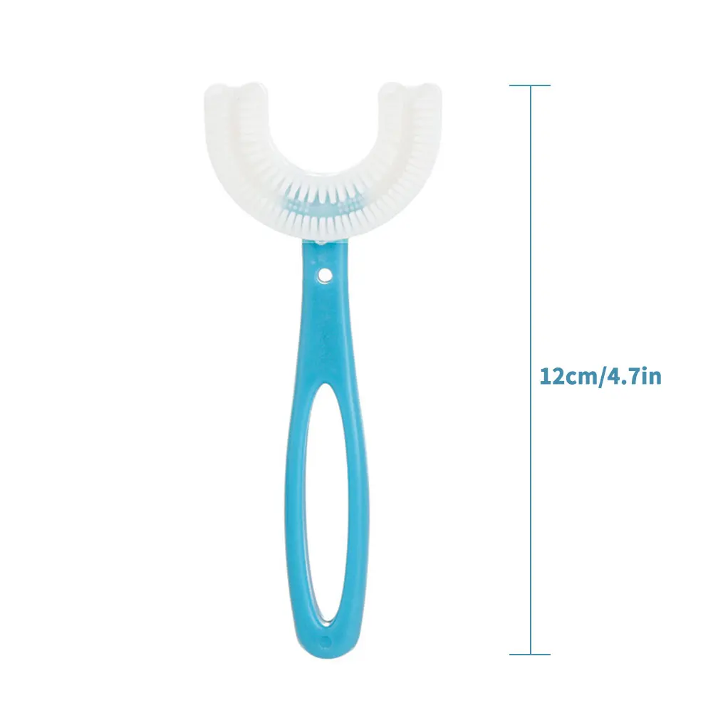 Kids Toothbrush U-Shape Infant Toothbrush with Handle Silicone Oral Care Cleaning Brush for Toddlers Ages 2-12