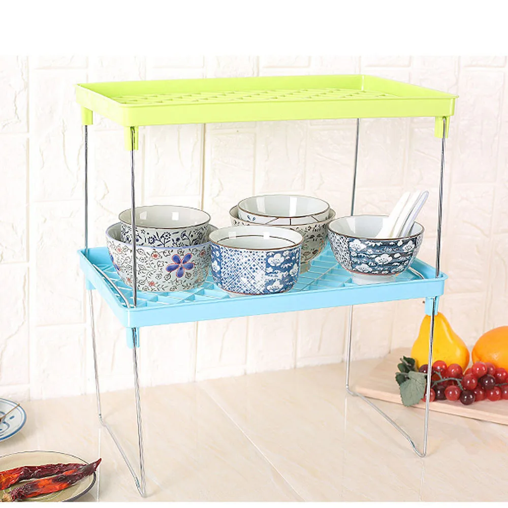 Foldable Shelf Kitchen Cabinet Storage Stackable Cupboard Rack