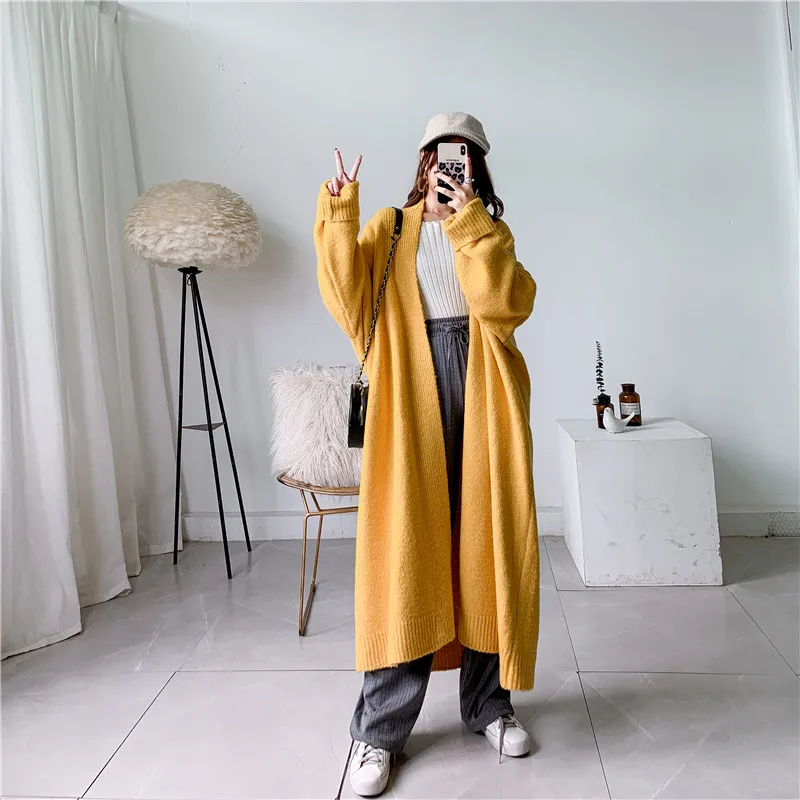 

Autumn and Winter Loose Super Long Cardigan Alpaca Knitted Cardigan Thickened Sweater Coat for Women Plus Size Women Cardigan