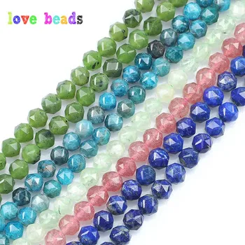 

Semi Precious Stone Blue Apatite Lapis Lazuli Loose Faceted Beads for Jewelry Making 6/8mm DIY Beads Bracelet Accessories 7.5''