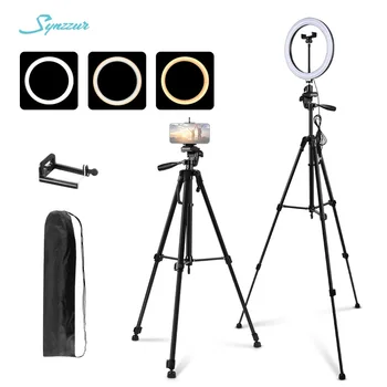 

1.4M Tripod With Ring Light For Phone Selfie Led Video Photo Light Mobile Tripod Stand USB Dimmable Ringlight For Youtube Camera