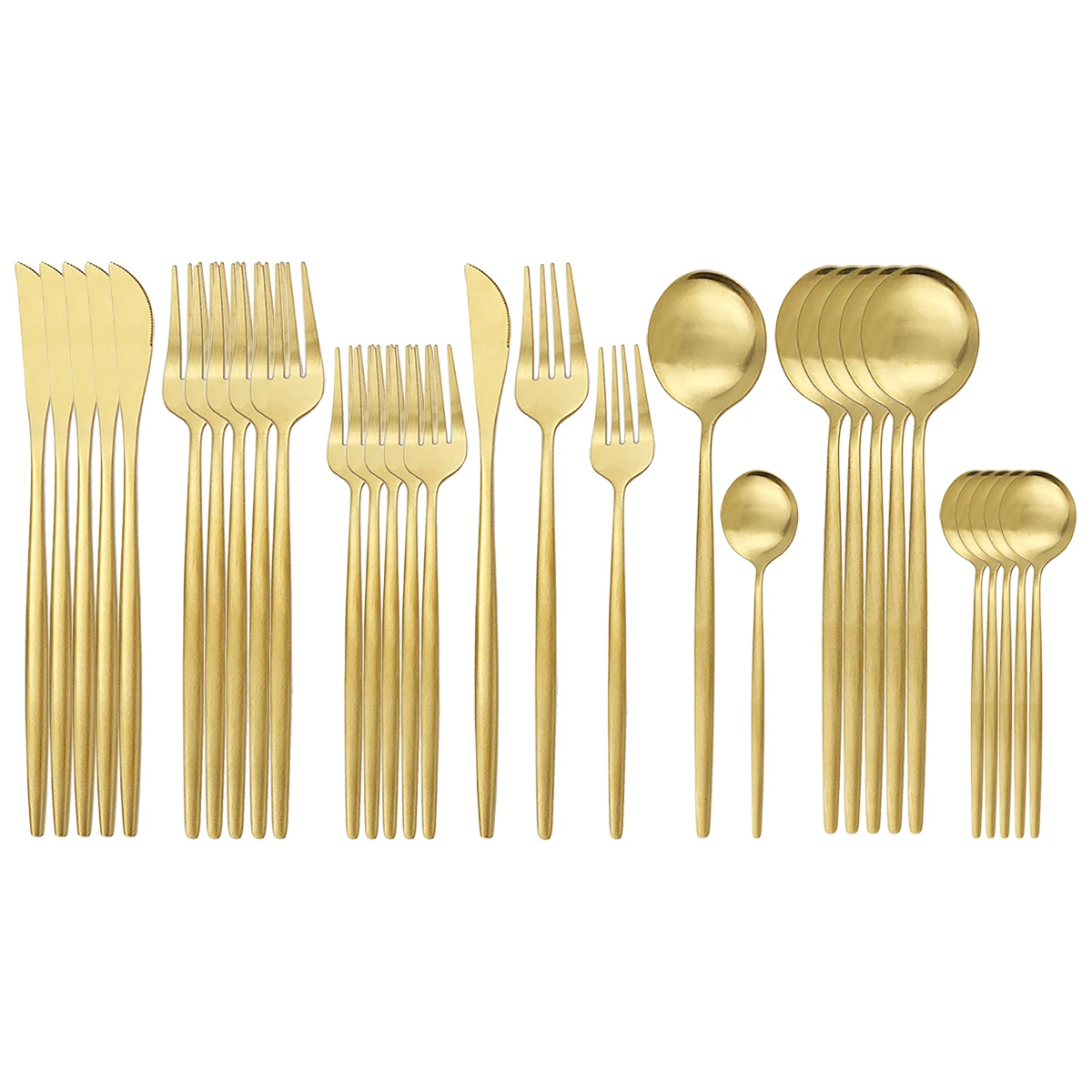 30Pcs Matte Gold Cutlery Set Stainless Steel Dinnerware Knife Dessert Fork Spoon Dinner Silverware Kitchen Party Tableware Set cutlery set western style cutlery set stainless steel cutlery set