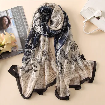 

Chinese Classic Silk New Style fashion Spring and Autumn ladies Chiffon Beach quality Headscarf Print Shawl Popular Women scarf