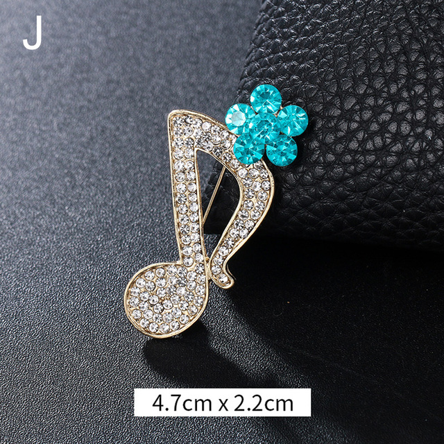 Elegant Musical Note Shape Brooches Fashion Luxurious Shiny Colorful Rhinestones Brooches Pins Clothes Accessories Gifts