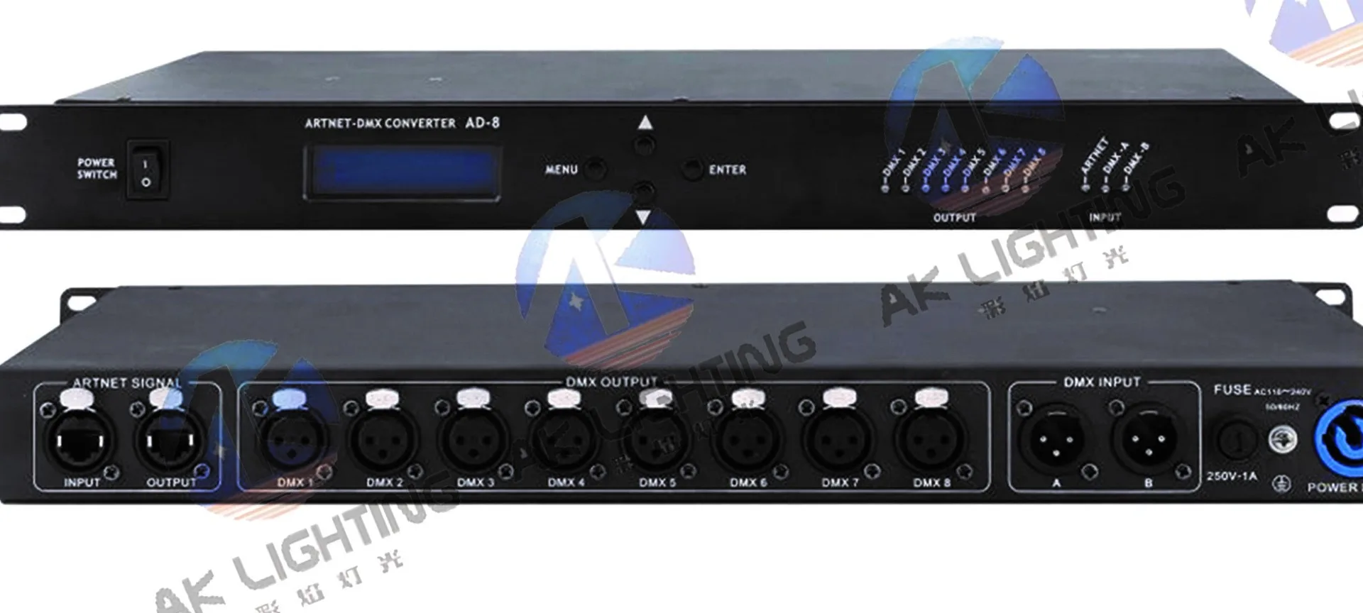 Контроллер Dmx Artnet 1 шт. 8 портов преобразователь выход 8x512 4096 каналов для Satge Dj