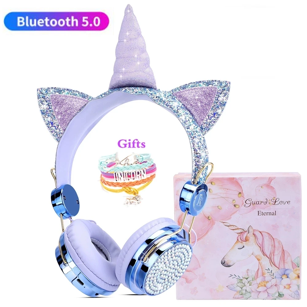 Diamant Unicorn Bluetooth Headphones koptelefoon kinderen Hoofdtelefoon Met Mic Online Leren Koptelefoon Muziek Stereo Hoofdtelefoon draadloos Kids Geschenken|Bluetooth & Koptelefoon| - AliExpress