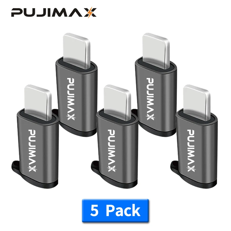 

PUJIMAX 5 Pack Adapter Micro USB To Lighting 8Pin For Apple Adapter With Key Chain For iphoneX 7 Plus Sync Charger OTG Converter