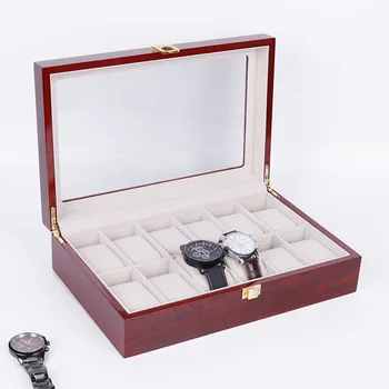 

12 slots fashion men home wooden watch box top quality watch organizer watch storage box 0907-33
